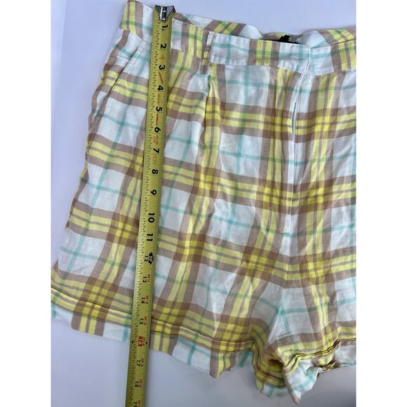 Rag & Bone Yellow Ivy Plaid High-Waisted Retro Cotton Shorts Size 2 - Picture 6 of 8